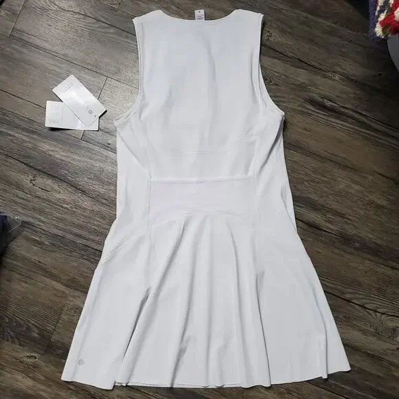 ATHLETA Women Size Medium Ace Tennis Golf White Dress 1/4 Zip Sleeveless NEW - Picture 8 of 14